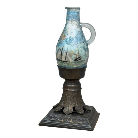 Upcycled Mid-Century Glass and Brass Candle Holders, Hand Painted & Decoupaged - Picture 12 of 16